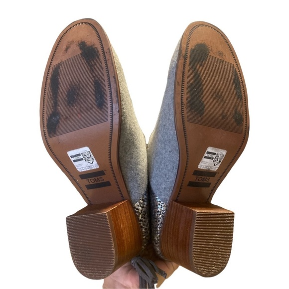 Toms ‘Leila’ Grey Felt Metallic Boucle Ankle Boots - Picture 7 of 9